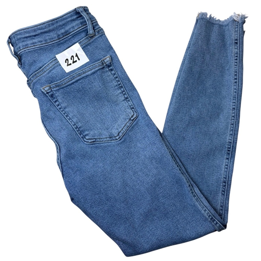 Free People We The Free High Rise Skinny Jeans Blue Raw Hem 28x26 Womens - Picture 2 of 7